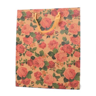 39x32x10cm. Floral print kraft gift bag