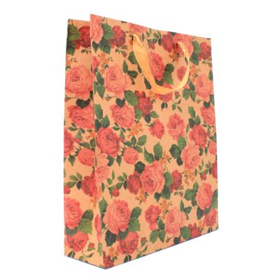 39x32x10cm. Floral print kraft gift bag