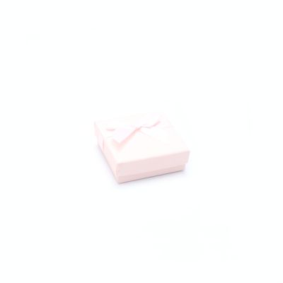 6x6x2.2cm. Pink gift box with ribbon bow.