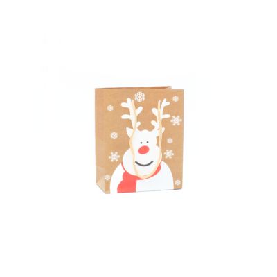 15x12x6cm. Cartoon reindeer print Christmas gift bag