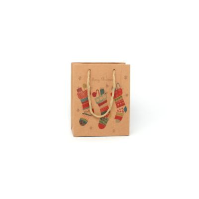 14.5x11.5x6cm. Christmas stocking print gift bag