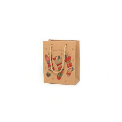 14.5x11.5x6cm. Christmas stocking print gift bag