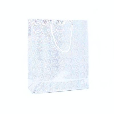 27x23x8cm. Silver holographic gift bag