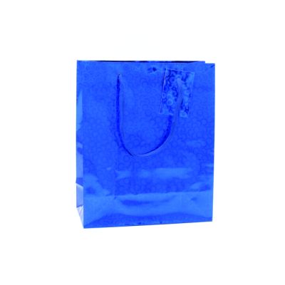 21.5x18x8cm. Blue Holographic gift bag with tag