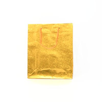 21.5x18x7.5cm. Gold holographic paper gift bag