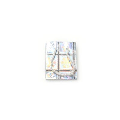 10x8x4.5cm. Snowflake print holographic gift bag