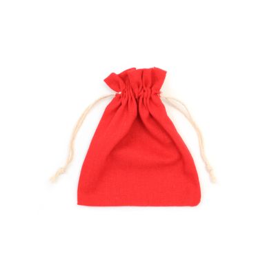 16x13.5cm. Red cotton rich drawstring bag