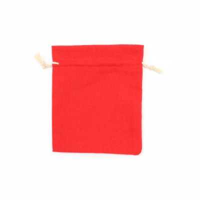 16x13.5cm. Red cotton rich drawstring bag