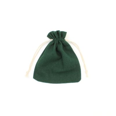 16x14cm. Forest Green cotton rich drawstring bag