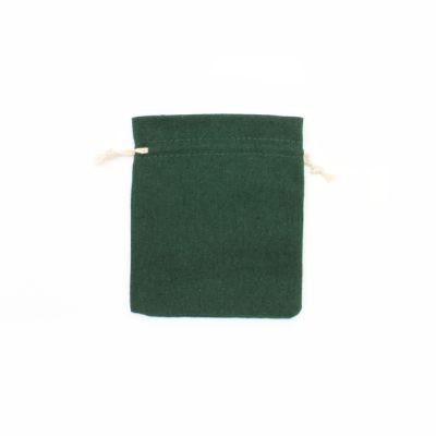 16x14cm. Forest Green cotton rich drawstring bag