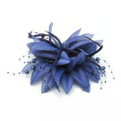 © Style Jasmin. Navy* fabric flower fascinator on a clip and pin