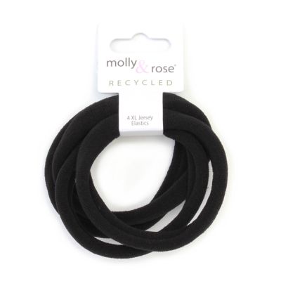 Recycled XL jersey elastic - Black - Card of 4 - 1cm thick