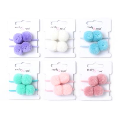 Pom pom elastics - Assorted - Card of 2 - 2mm thick