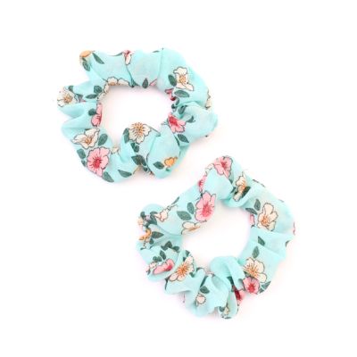 Small - Card of 2 floral print scrunchies. Dia.6cm