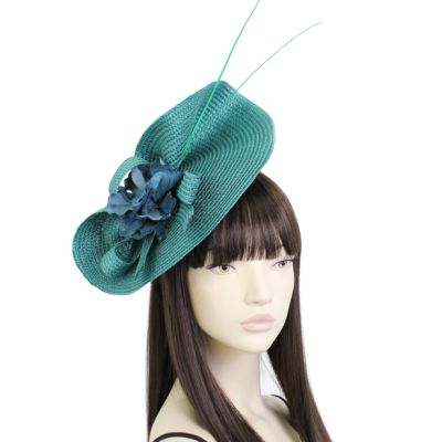 Style Bernice. Teal woven fascinator