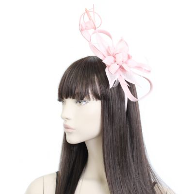 Pink sinamay flower fascinator with quills