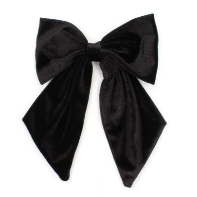 Black velvet fabric bow barrette clip 10cm