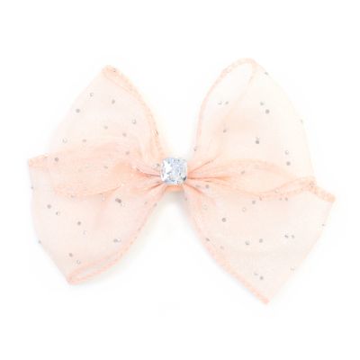 Chiffon bow and diamante clip 4.5cm