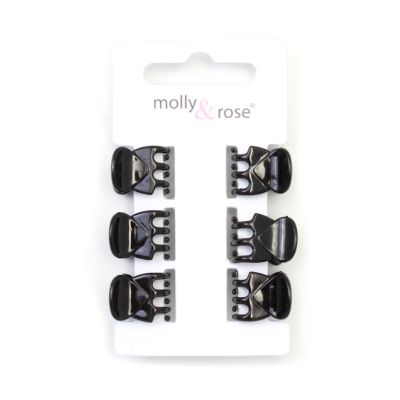 Card of 6 Black curved top mini clamps 1.5cm