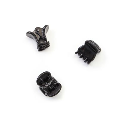 Card of 6 Black curved top mini clamps 1.5cm