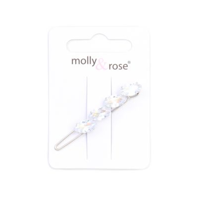 Clear facetted stone hair slide. 5cm