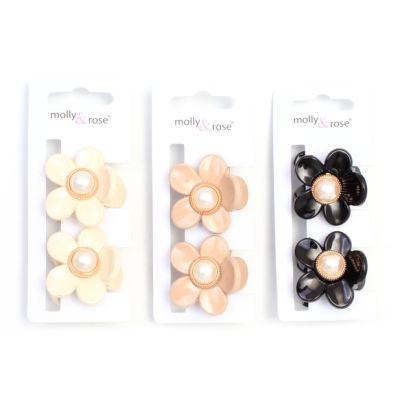 Card of 2 flower shaped clamps 3cm