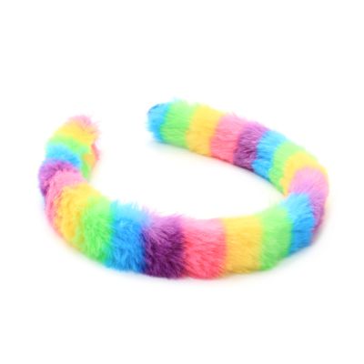 2cm wide rainbow faux fur aliceband