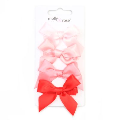 Card of 4 tonal pink bow clips 4.5cm