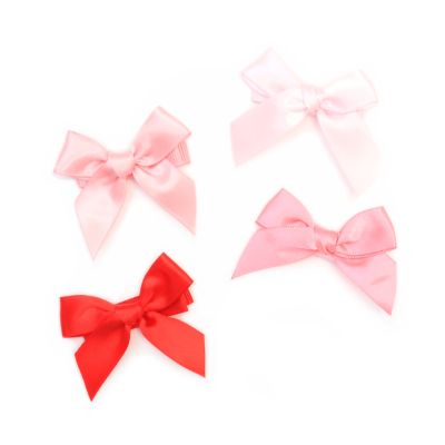 Card of 4 tonal pink bow clips 4.5cm