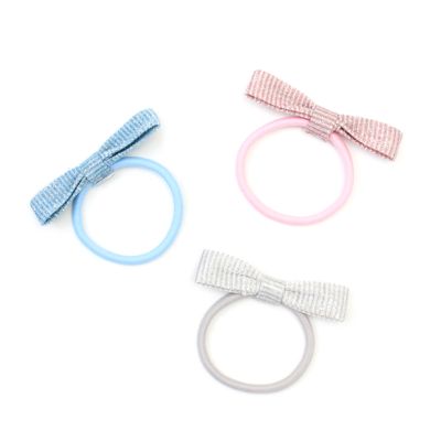 Glitter bow elastics - Assorted - Card of 3 - 4mm thick