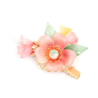 Glass stone and crystal flower posy clip 4.5cm