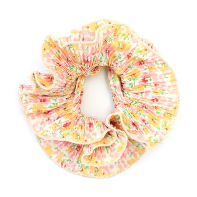 Extra Large - Double layered yellow ditsy floral scrunchie.Dia.15cm