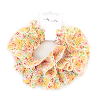 Extra Large - Double layered yellow ditsy floral scrunchie.Dia.15cm