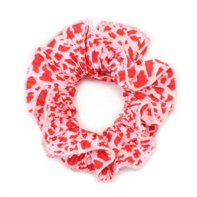 Extra Large - Double layered pink and red animal print scrunchie.Dia.14cm