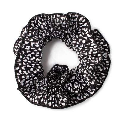 Extra Large - Double layered black and white animal print scrunchie.Dia.16cm