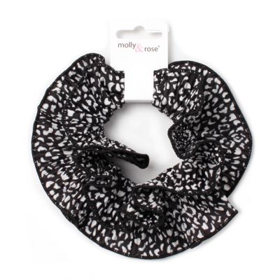 Extra Large - Double layered black and white animal print scrunchie.Dia.16cm