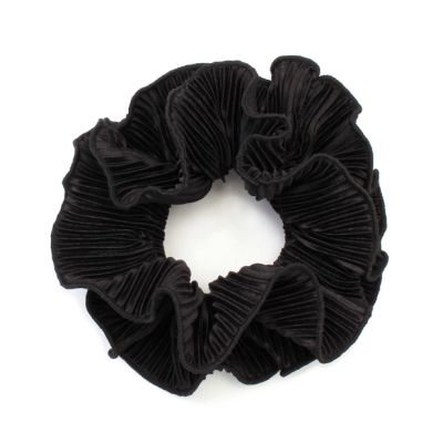 Extra Large - Double layered Black ribbed scrunchie.Dia.15cm