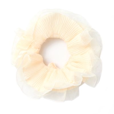 Extra Large - Double layered cream ribbed scrunchie.Dia.16cm