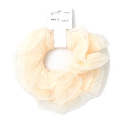 Extra Large - Double layered cream ribbed scrunchie.Dia.16cm