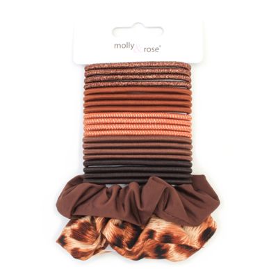 Brown elastics & scrunchies set