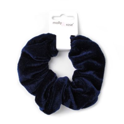 Large - High shine Navy velvet scrunchie.Dia.12cm