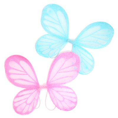 Blue and Pink glitter net fairy wings 45x35cm