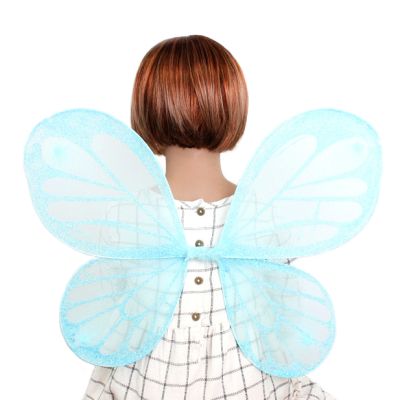 Blue and Pink glitter net fairy wings 45x35cm