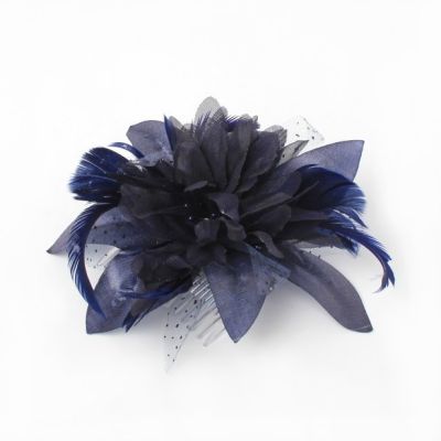 © Style Molly. Navy feather fascinator on a clear comb