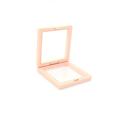 Pale Pink plastic PE film box with sleeve. 9x9x2.1cm