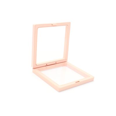 Pale Pink plastic PE film box with sleeve. 11x11x2.1cm