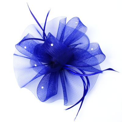 Style Luna. Dark Blue net fascinator on a clip