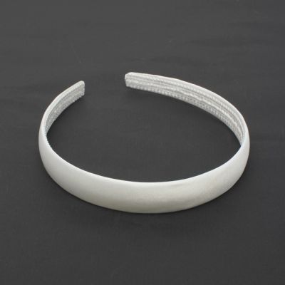 2cm wide curved White satin fabric aliceband