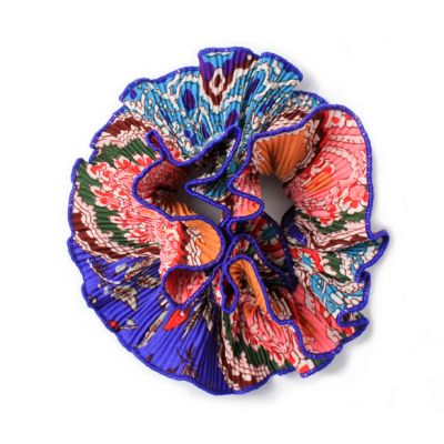 Extra Large - Double layered Indian block print ribbed scrunchie.Dia.15cm