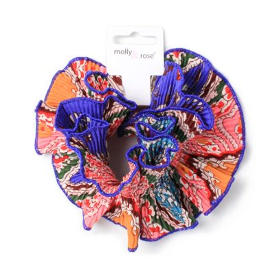 Extra Large - Double layered Indian block print ribbed scrunchie.Dia.15cm